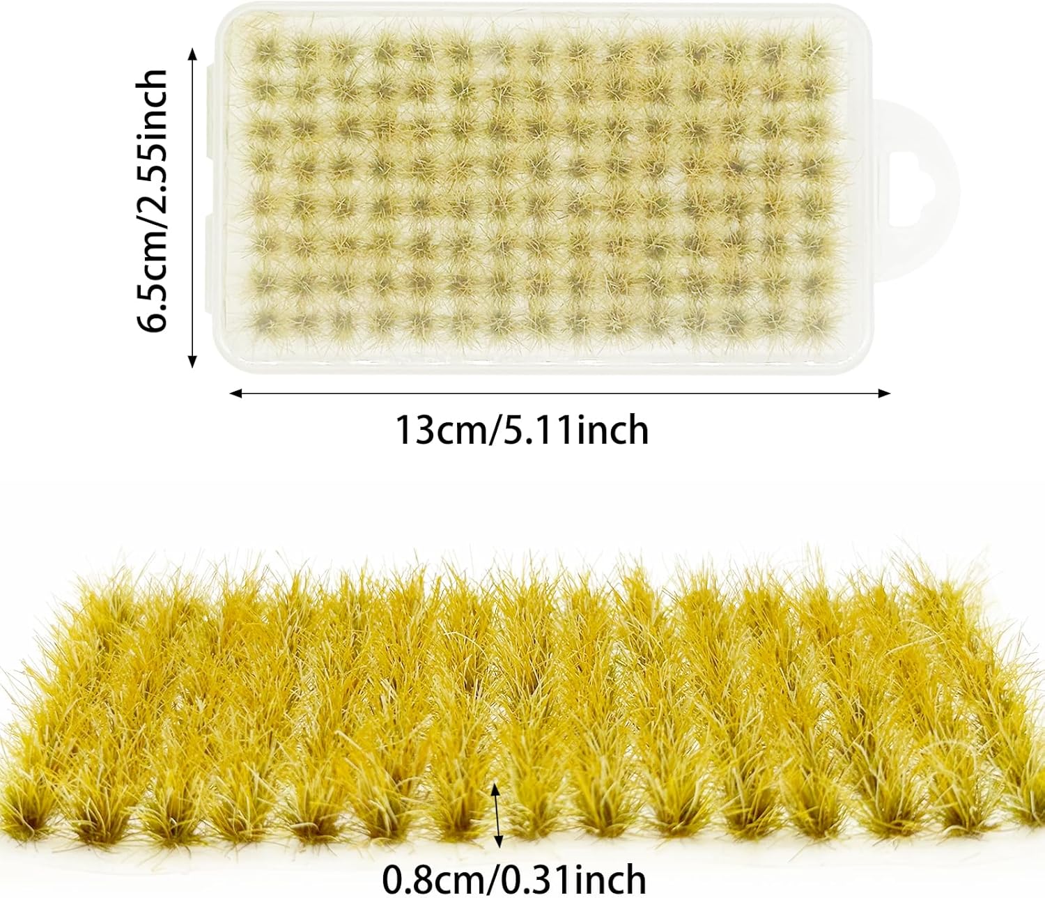 Woohome 120 PCS Bushy Tufts Static Grass Tuft Model Grass Tuft for DIY Miniature Train Landscape Terrain Railway Scenery Decorations, Yellow