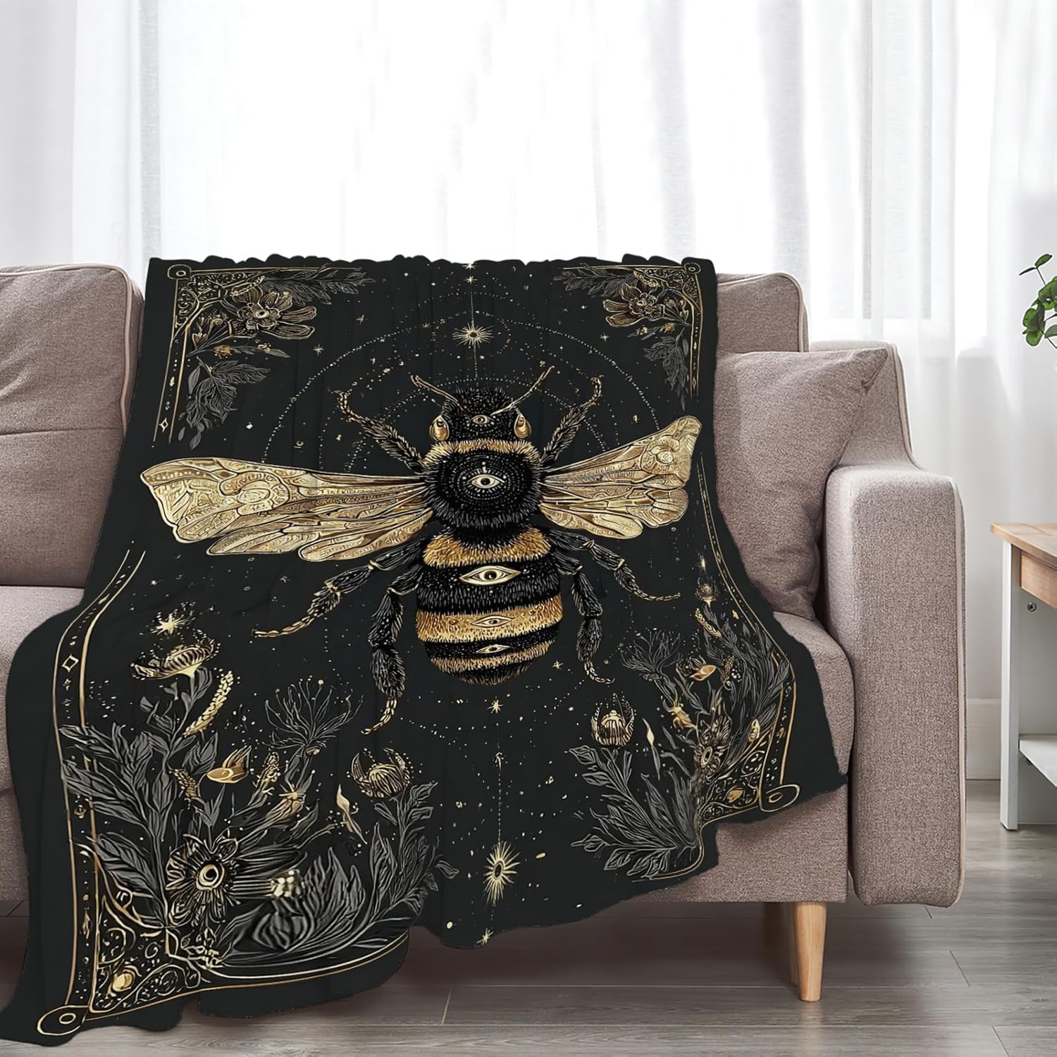 Bee Blanket Bumblebee Animal Throw Blankets Gifts for Girls Boys Kids Bee Lover Soft Cozy Fleece Plush for Couch Sofa Bed 80"x60"