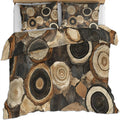Wooden Logs Duvet Cover Twin Brown Wood Textures Bedding Set 2 Piece for Kids Bedroom Circles Timber Oak Grain Patterned Comforter Cover with Zipper Ties & 1 Pillowcases