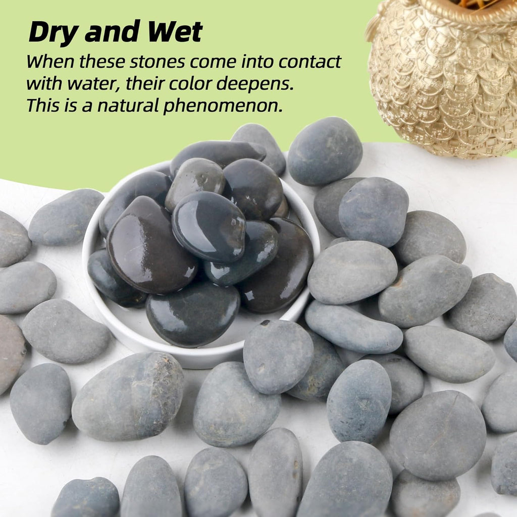 18LB River Rocks,Mexican Beach Pebbles for Plants,Potting,Garden Landscape Stone Paving Stone Grey 1Inch - 2Inch