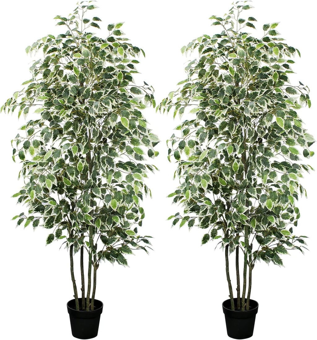 Artificial Ficus Tree，6ft Tall Silk Ficus Tree for Home Decor Indoor & Outdoor Fake Plant Suitable for Living Room,R1802PCS