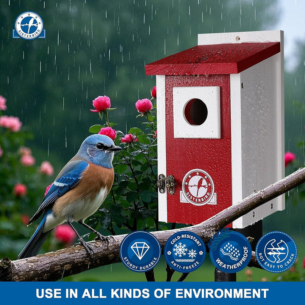 Bird Houses for Outside, Claret-Red Bird House, Bluebird Houses for Outside, Garden Decoration Birdhouses for Outdoors, Bluebird Finch Swallow Wren Chickadee