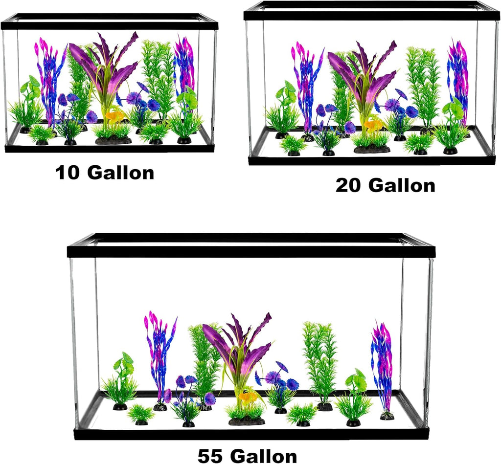 UNEAK Aquarium Plastic Plant Fish Tank XXL Decorations Medium/Large Resin Artificial Plants Flower Ornament Beta Goldfish Decoration Ornaments Freshwater & Saltwater Décor (Mix)