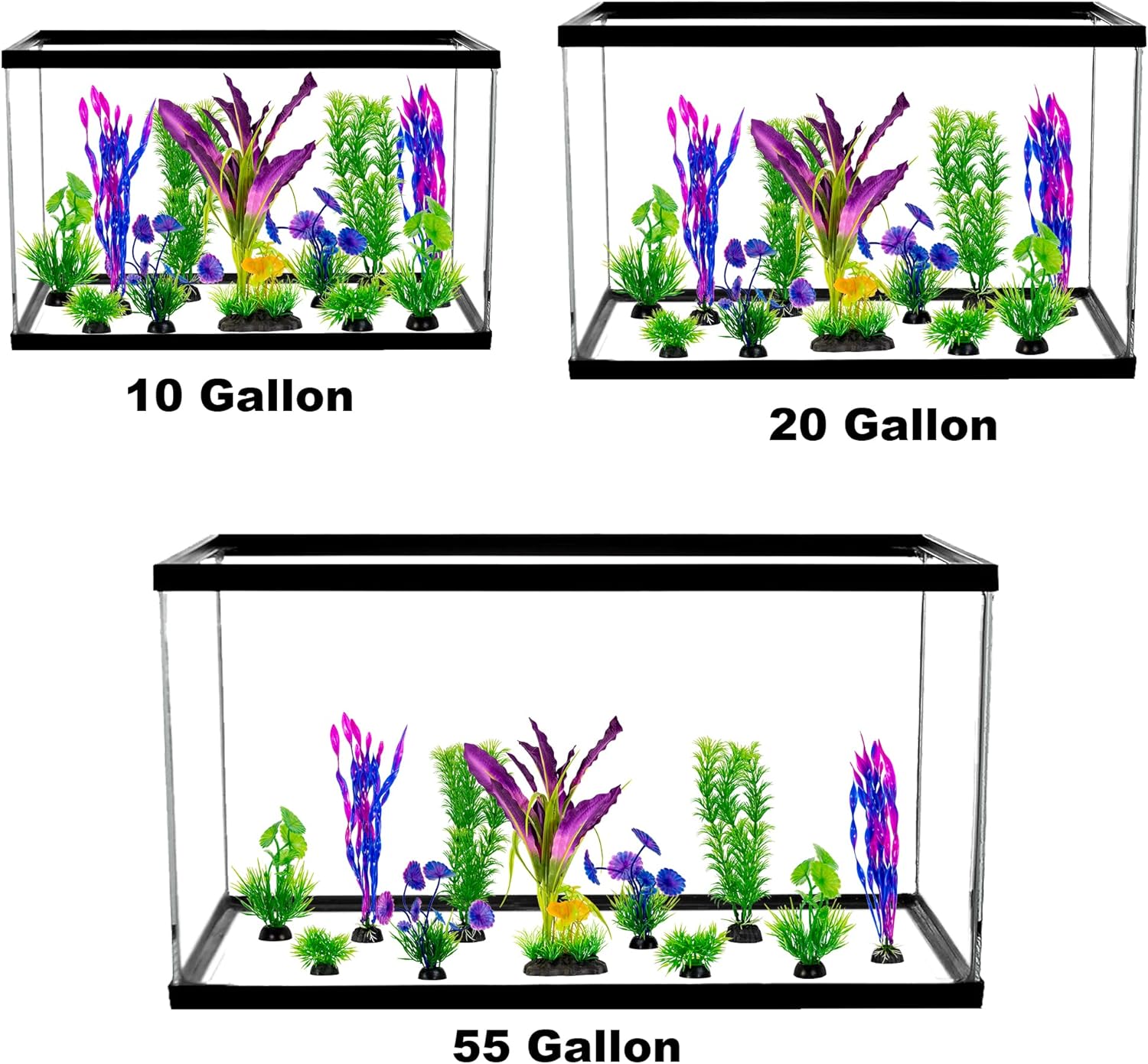UNEAK Aquarium Plastic Plant Fish Tank XXL Decorations Medium/Large Resin Artificial Plants Flower Ornament Beta Goldfish Decoration Ornaments Freshwater & Saltwater Décor (Mix)