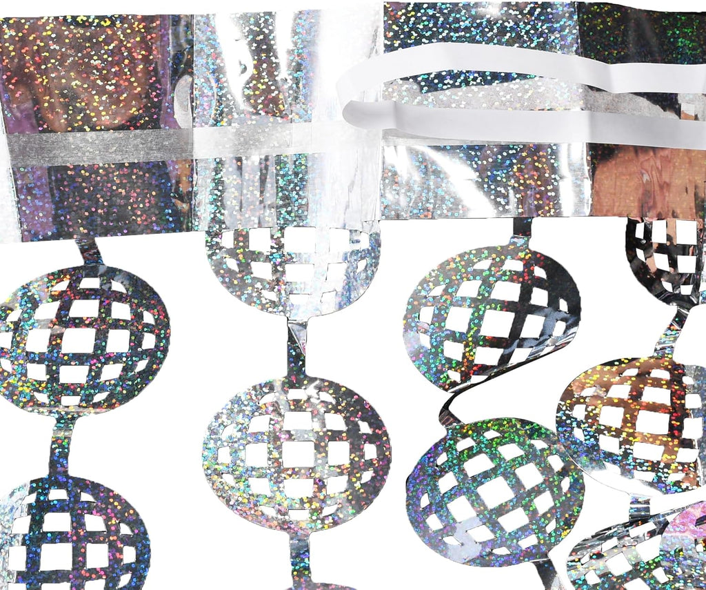 BRAVESHINE Hanging Balls Party Streamers Backdrop - 2 Pack Silver Tinsel Foil Fringe Curtains for Christmas/70s/80s/90s/Discoball/Birthdays/Bachelorette/Engagement/Music/Dance/New Years Decorations