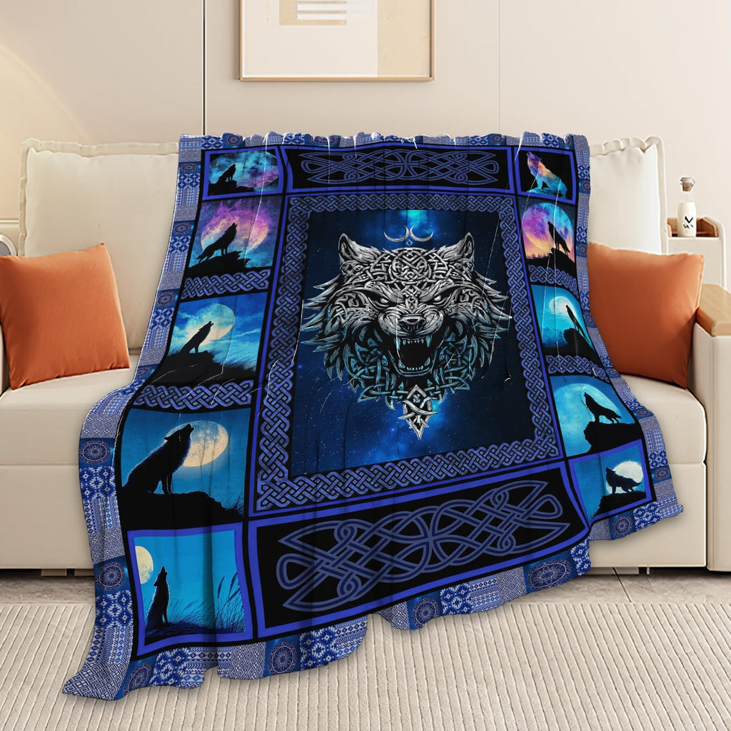Wolf Throw Blanket Wolf Stuff Gifts for Kids Girls Boys Adults Women Men Soft Cozy Warm Plush Fluffy Fuzzy Fleece Blanket Decor 60''X80''