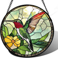 Stained Glass Window Hanging, Green Hummingbird Sun Catcher for Door Home Decor, Birds Suncatcher Christmas Mother's Day Birthday Gifts for Bird Lovers Women Men Mom and Nana 7.8 in