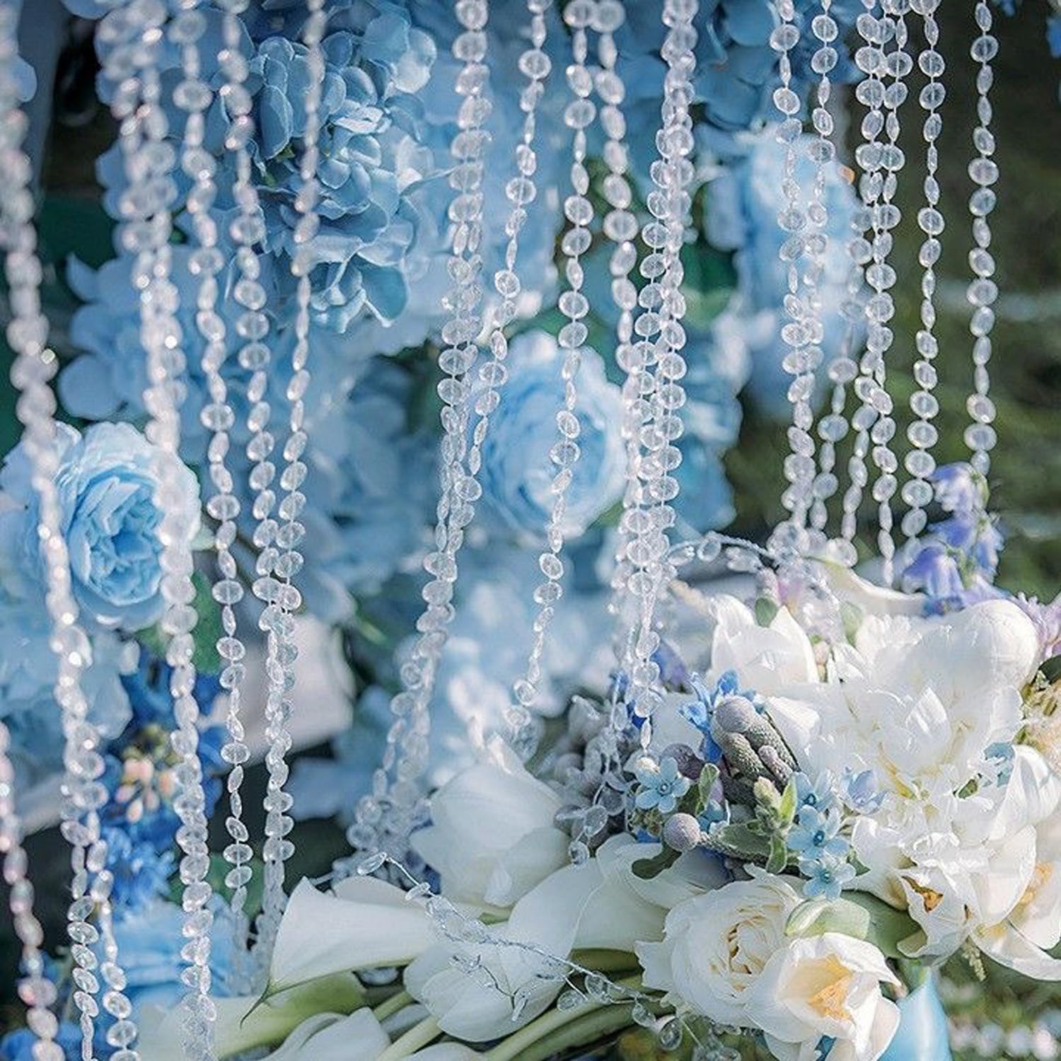 99ft Clear Bead Garland, Clear Acrylic Crystal Strand Roll for Christmas Tree, Hanging Ornaments, Holiday Home Décor, DIY Crafts and Curtain Decorations