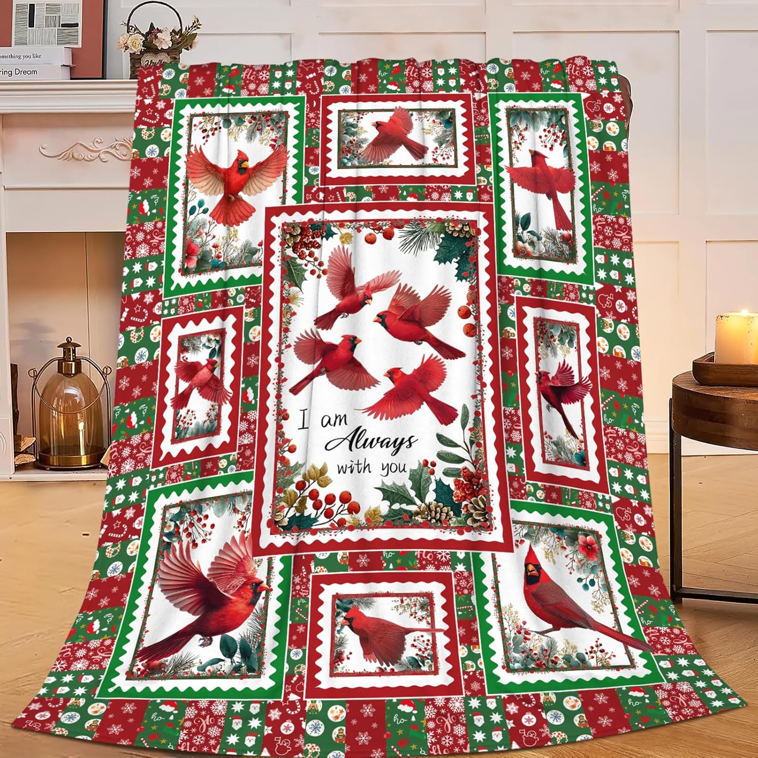 Cardinal Throw Blanket Red Bird Cardinal Stuff Gifts for Kids Girls Boys Adults Women Men Soft Cozy Warm Plush Fluffy Fuzzy Fleece Blanket Christmas Decor 60''X80''