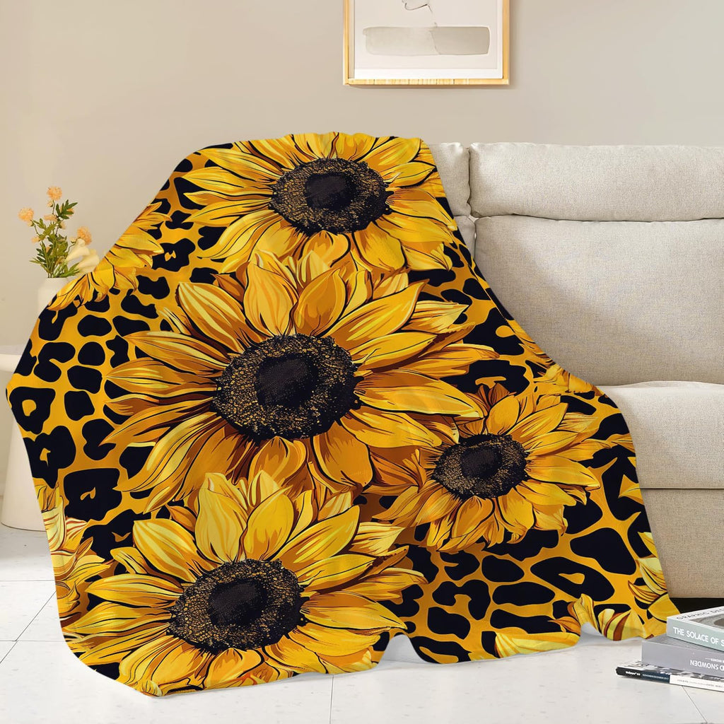 Sunflower Throw Blanket Sunflower Gifts for Kids Girls Boys Adults Women Men Soft Cozy Warm Plush Fluffy Fuzzy Fleece Blanket Birthday Festival Decor 50''X60''