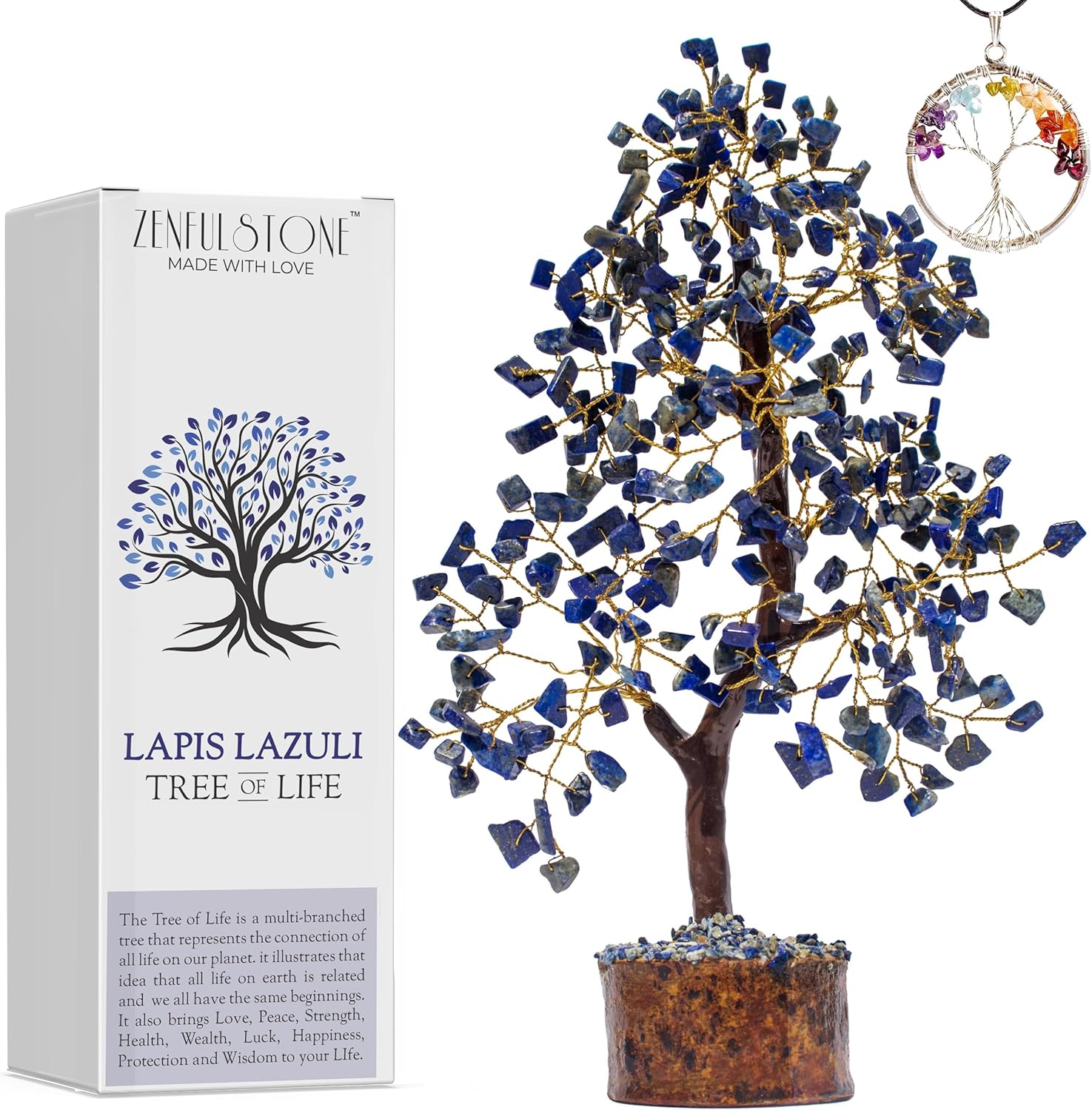 Lapis Lazuli Crystal Tree for Wisdom & Truth Décor for Home and Office | Handmade Bonsai for Communication & Clarity of Thought | Perfect Insight Gift for Loved Ones