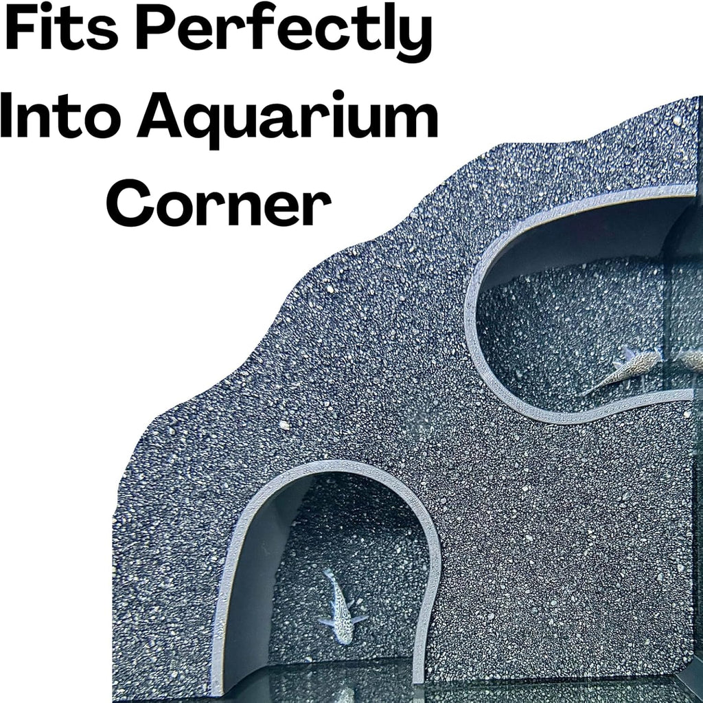 Aquarium Underground Two Hole Corner Cave | Viewing Fish & Shrimp Tunnel | Fish Tank Undergravel Hide Decor Decoration Hideout Perfect For Corydora Catfish, Kuhli Loach, Pleco, Betta Fish