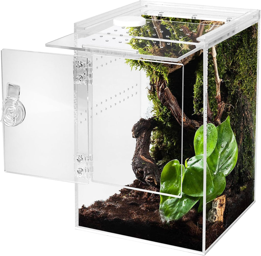 Front Opening Terrarium Jumping Spider Enclosure,Tall Arboreal Tarantula Enclosure Terrarium with Cross Ventilation,Waterproof Acrylic Reptile Enclosure
