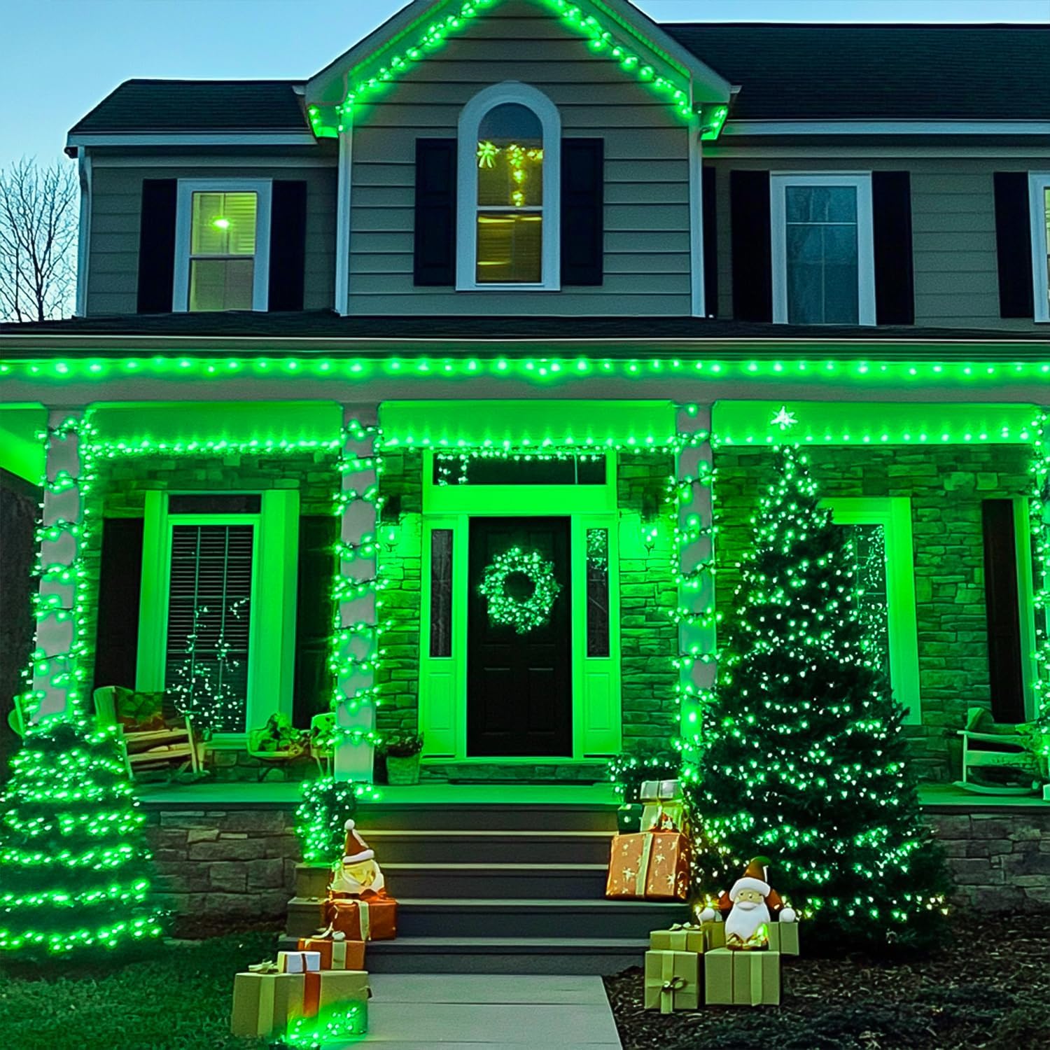 JMEXSUSS 200 LED Christmas Lights Outdoor, 66ft Connectable Green String Lights Plug in, 8 Modes Waterproof Green Christmas Lights for Outside Indoor Yard St Patrick's Day Tree Halloween Xmas Decor