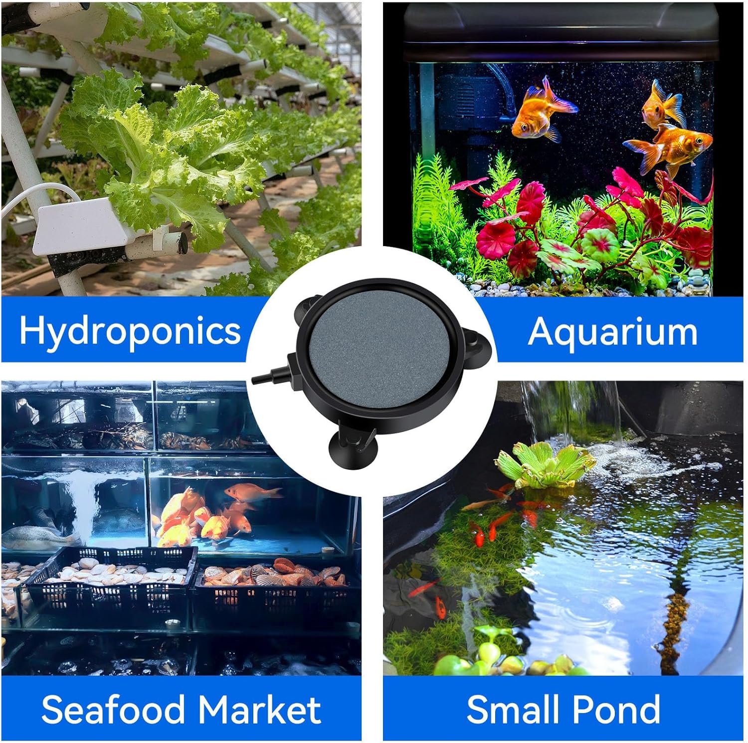 AQUANEAT Aquarium Air Stone Disc 4 inch, Aerator Bubble Diffuser, Air Pump Accessories Airstones for Aquariums, Fish Tanks,Hydroponics,and Ponds