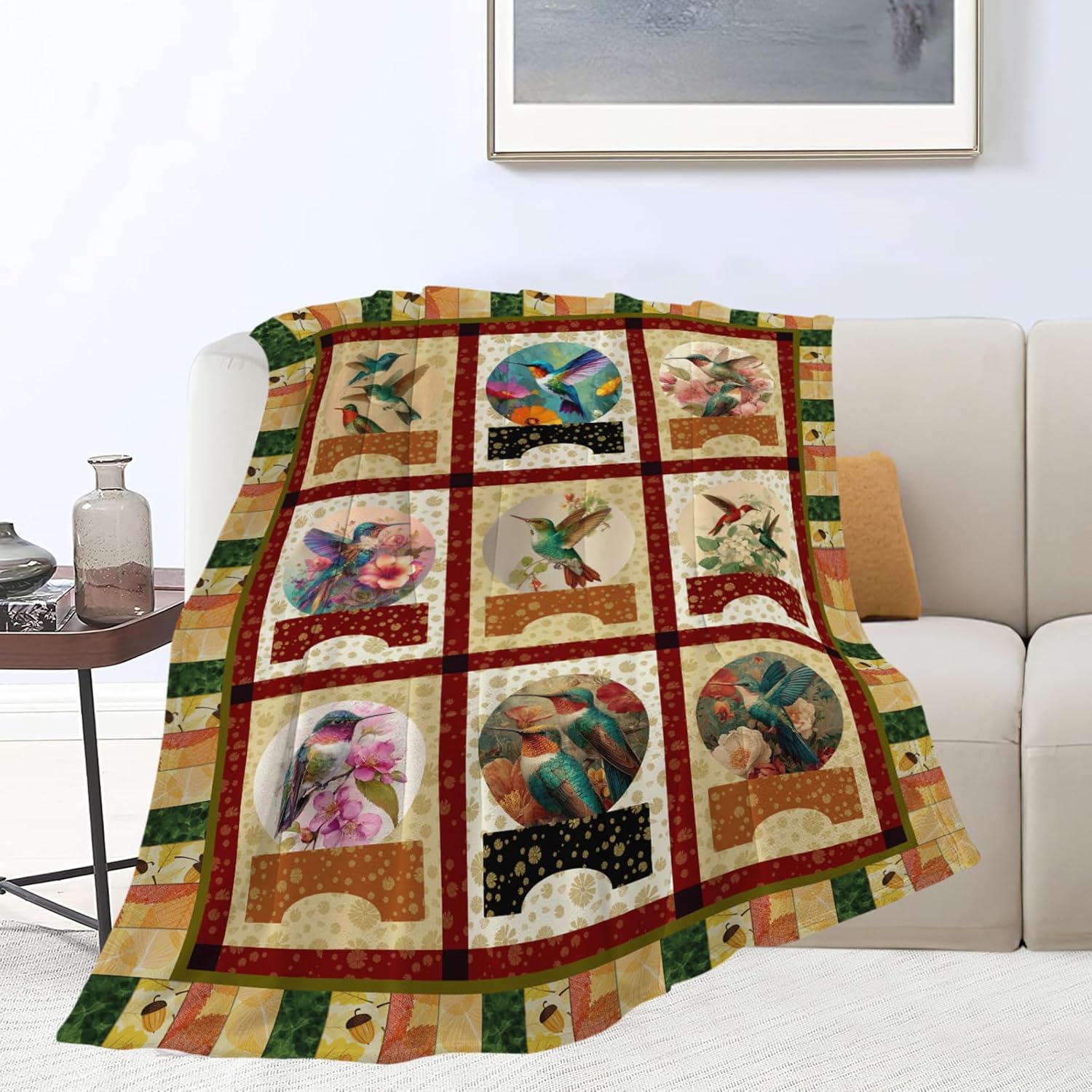 Hummingbird Throw Blanket Hummingbird Bird Stuff Gifts for Kids Girls Boys Adults Women Men Soft Cozy Warm Plush Fluffy Fuzzy Fleece Blanket Decor 50''X60''