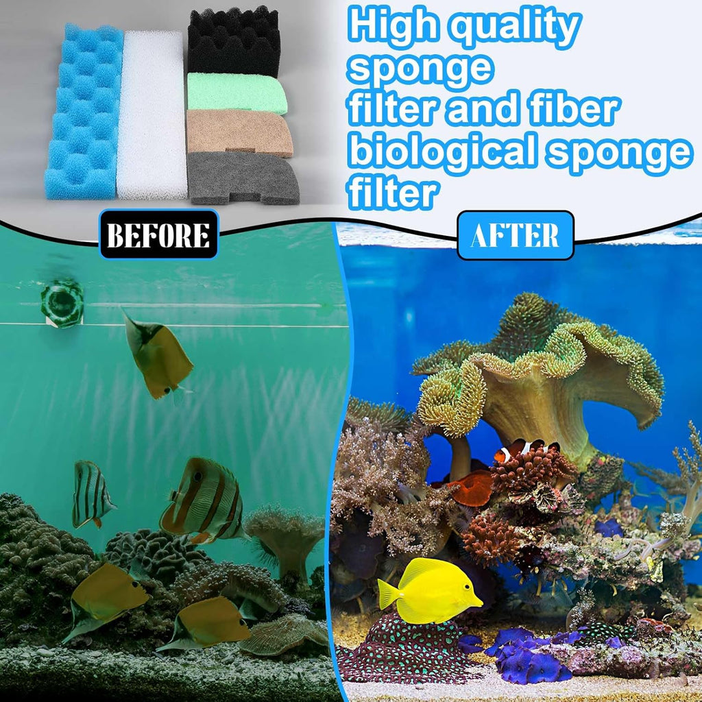 32 Pcs Filter Media Compatible with 406/407 Filters, Aquarium Replacement Maintenance Kit Including Biological Sponge, Ammonia/Phosphate/Nitrite Remover Pad, Aquarium Towel, Grease