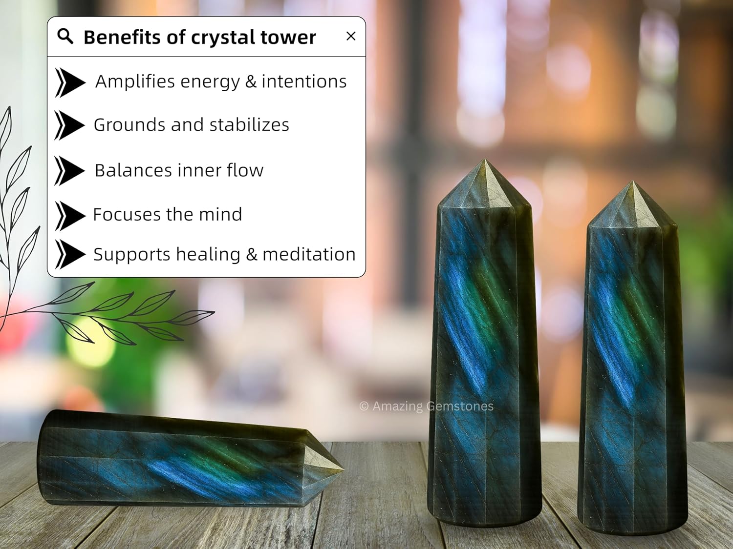Amazing Gemstone Labradorite Crystal Towers - Natural Healing Crystal Point Obelisk for Reiki Healing and Crystal Grid (2 Inch to 3 Inch)