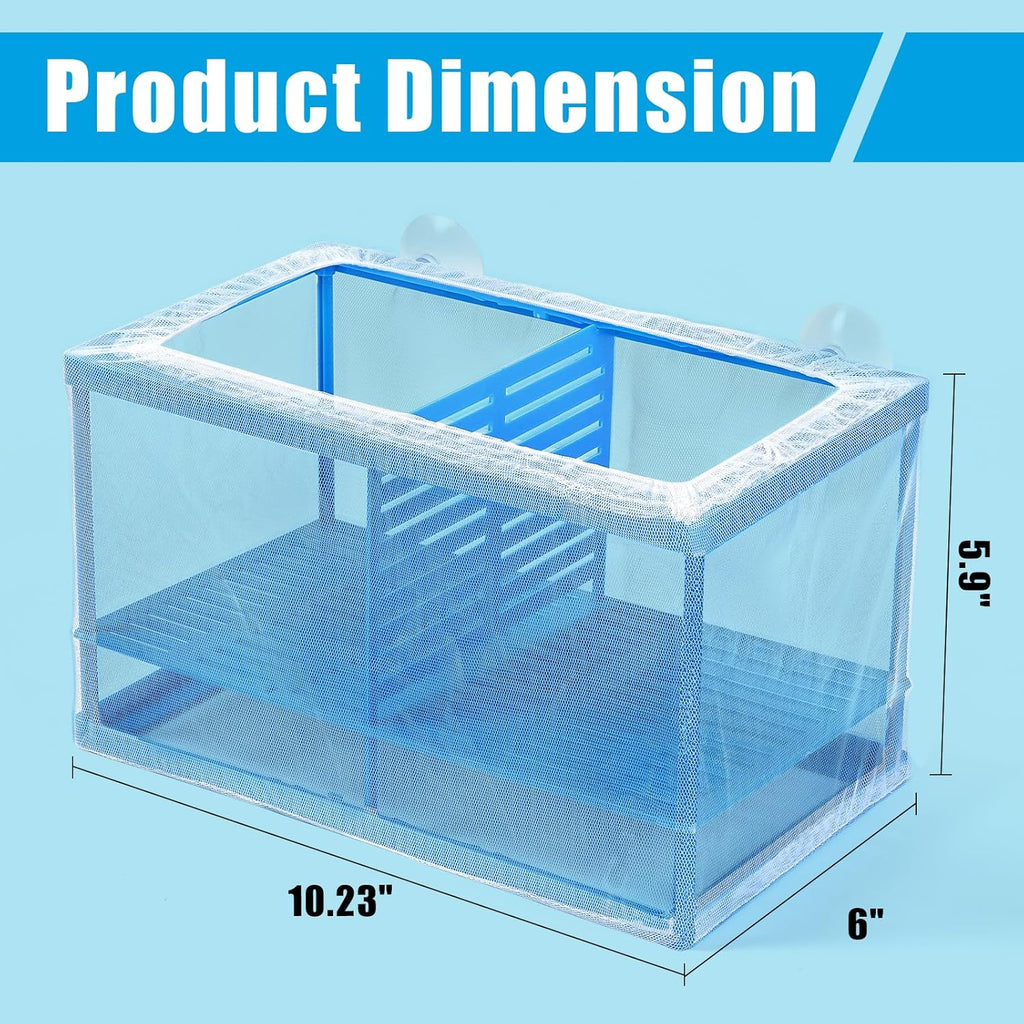 AQUANEAT Fish Tank Breeder Large Mesh Net Fry Saver Aquarium Spawn Hatchery Isolation with Suction Cups Hatchery Incubator for Shrimp Betta