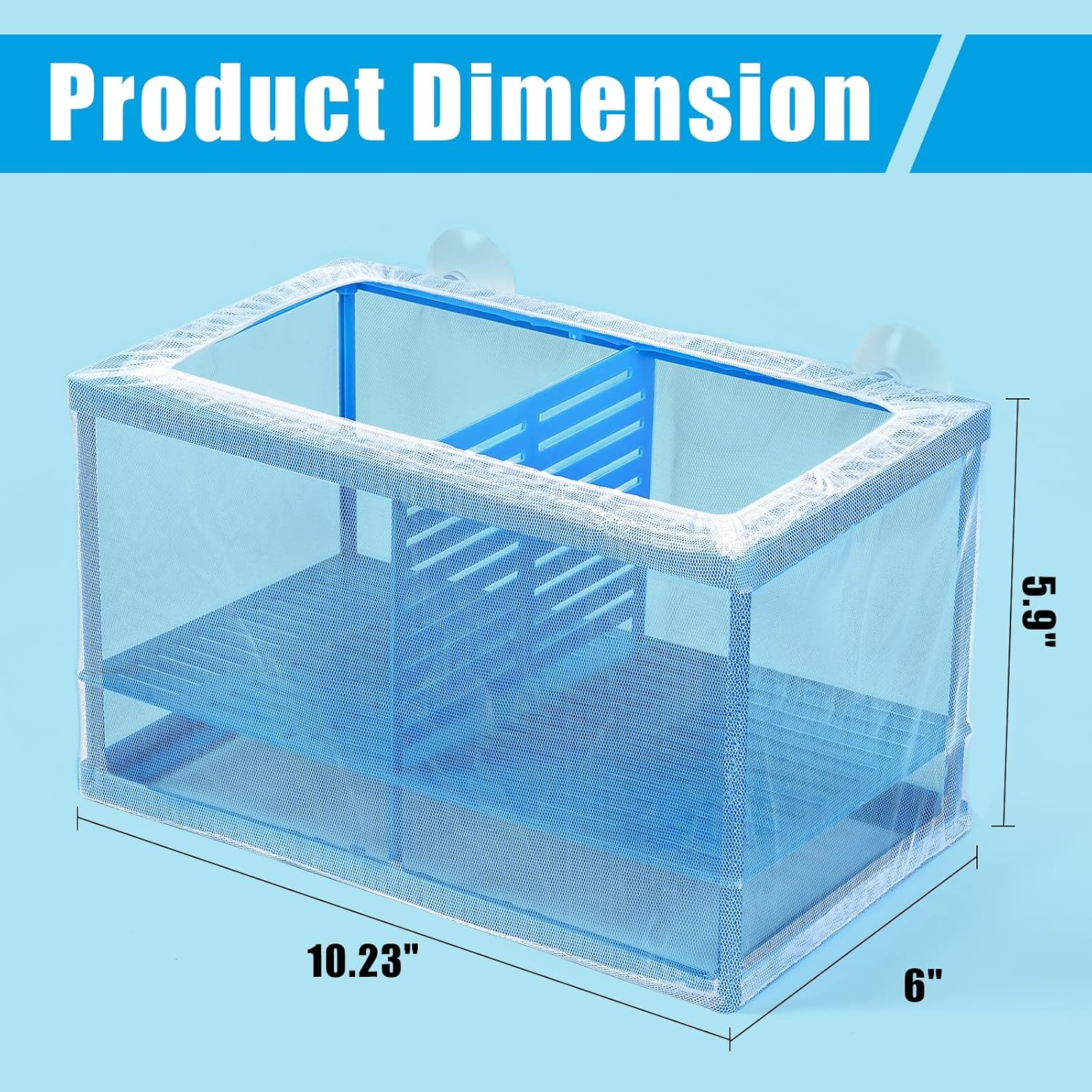 AQUANEAT Fish Tank Breeder Large Mesh Net Fry Saver Aquarium Spawn Hatchery Isolation with Suction Cups Hatchery Incubator for Shrimp Betta