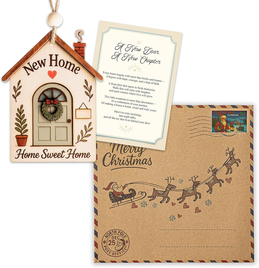 New Home Ornament 2025 - New House Gift Ideas - Housewarming Gifts New Home - Xmas Ornament for Tree - Wooden Christmas Ornaments - White Elephant Gifts - Xmas Tree Decoration