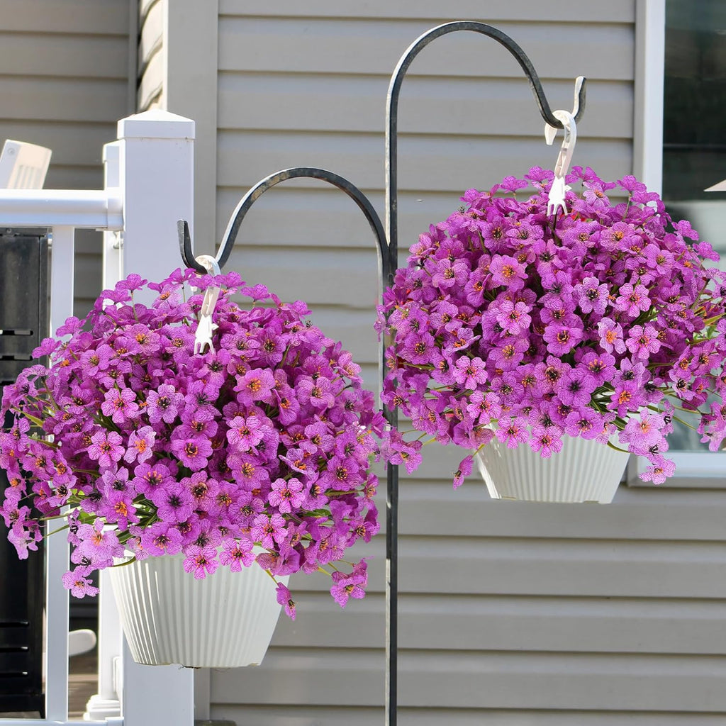 20 Bundles Artificial Flowers for Outdoors Decorations, Fake Flowers Faux Plants Silk Colorful Daisy Eucalyptus Flowers Realistic UV Resistant for Garden Patio Porch Box Home Decor, Purple