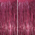 2 Pack Burgundy Foil Fringe Backdrop Curtains, Tinsel Streamers Party Decorations, Fringe Backdrop, Door Shimmer for Retro Theme Party