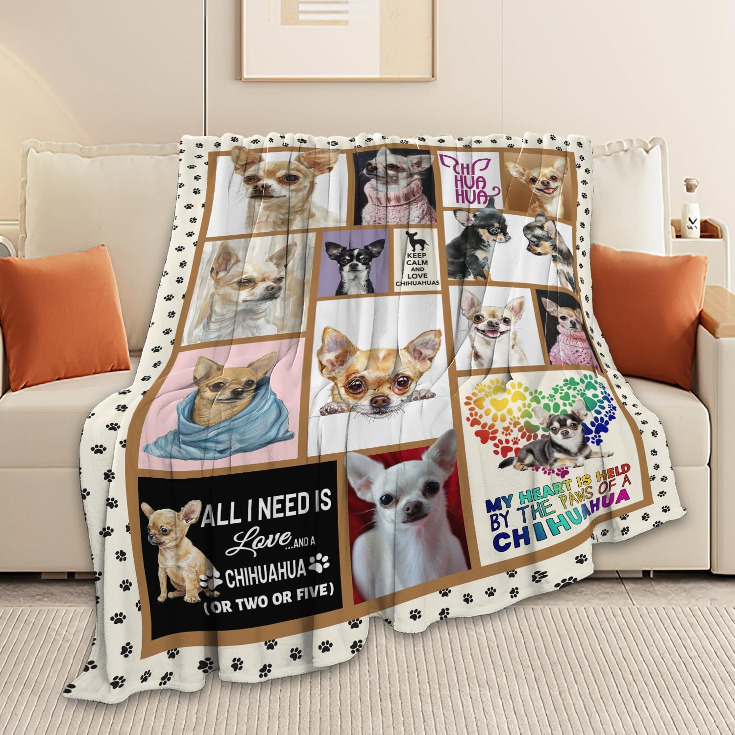 Chihuahua Blanket Chihuahua Dog Throw Blanket Gifts for Girls Women Kids Boys Adults Men Super Soft Cozy Plush Fluffy Fuzzy Fleece Blanket Home Decor 40''X50''