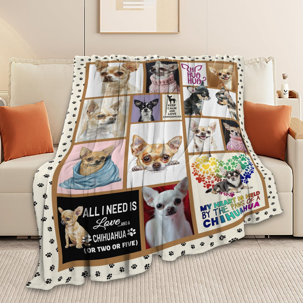 Chihuahua Blanket Chihuahua Dog Throw Blanket Gifts for Girls Women Kids Boys Adults Men Super Soft Cozy Plush Fluffy Fuzzy Fleece Blanket Home Decor 50''X60''