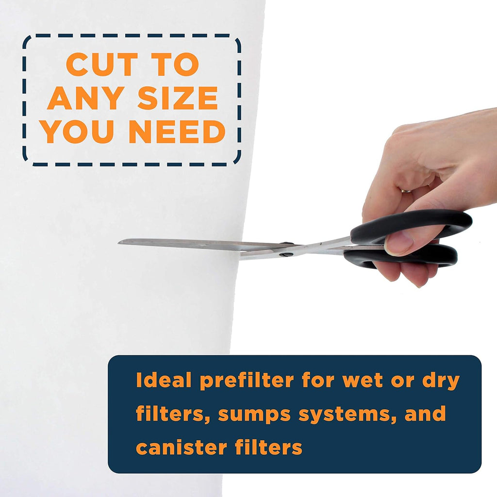 Master Pet Supply Premium Dual Density Aquarium Filter Pad Roll, Cut to Fit 12" by 72" Filtration Media for Freshwater, Saltwater Aquariums, Koi Ponds, Fish Reef Tank, Terrariums - Crystal Clear Water