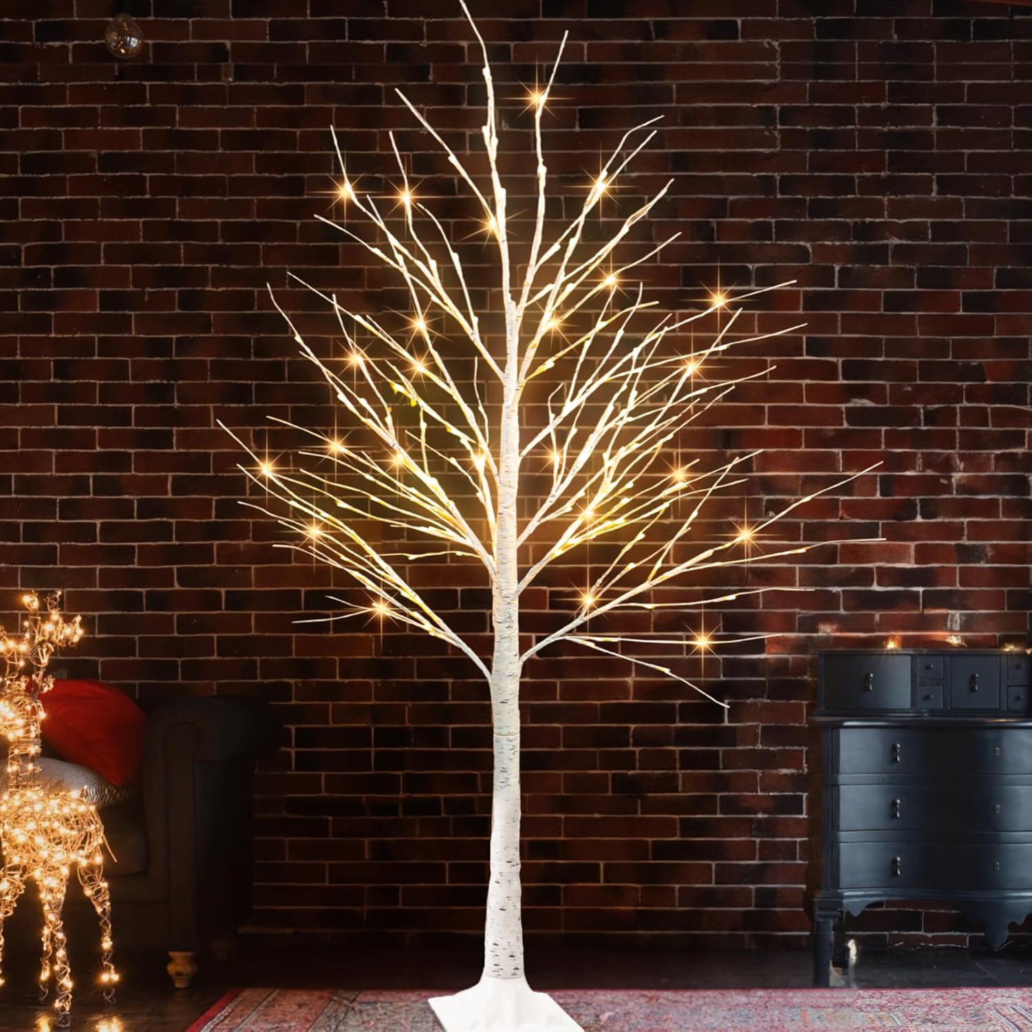Dazzle Bright 6FT 144 LED 1Pack Lighted Birch Tree, Christmas Deocrations Outdoor Indoor, Decor for Home Room Yard Outside Inside