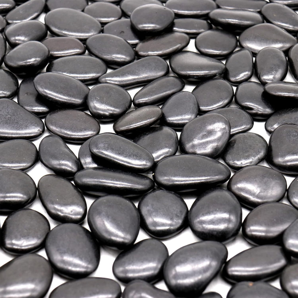 Black Rocks - Polished MD (1 to 2 Inch), 10 lbs Decorative for Gardens, Landscaping, Succulents & Pots