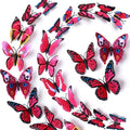 LiveGallery 72 PCS Rose Red Removable 3D DIY Beautiful Butterfly Wall Decals Colorful Butterflies Art Decor Wall Stickers Murals for Kids Baby Boy Girls Bedroom Classroom Offices (Rose Red)