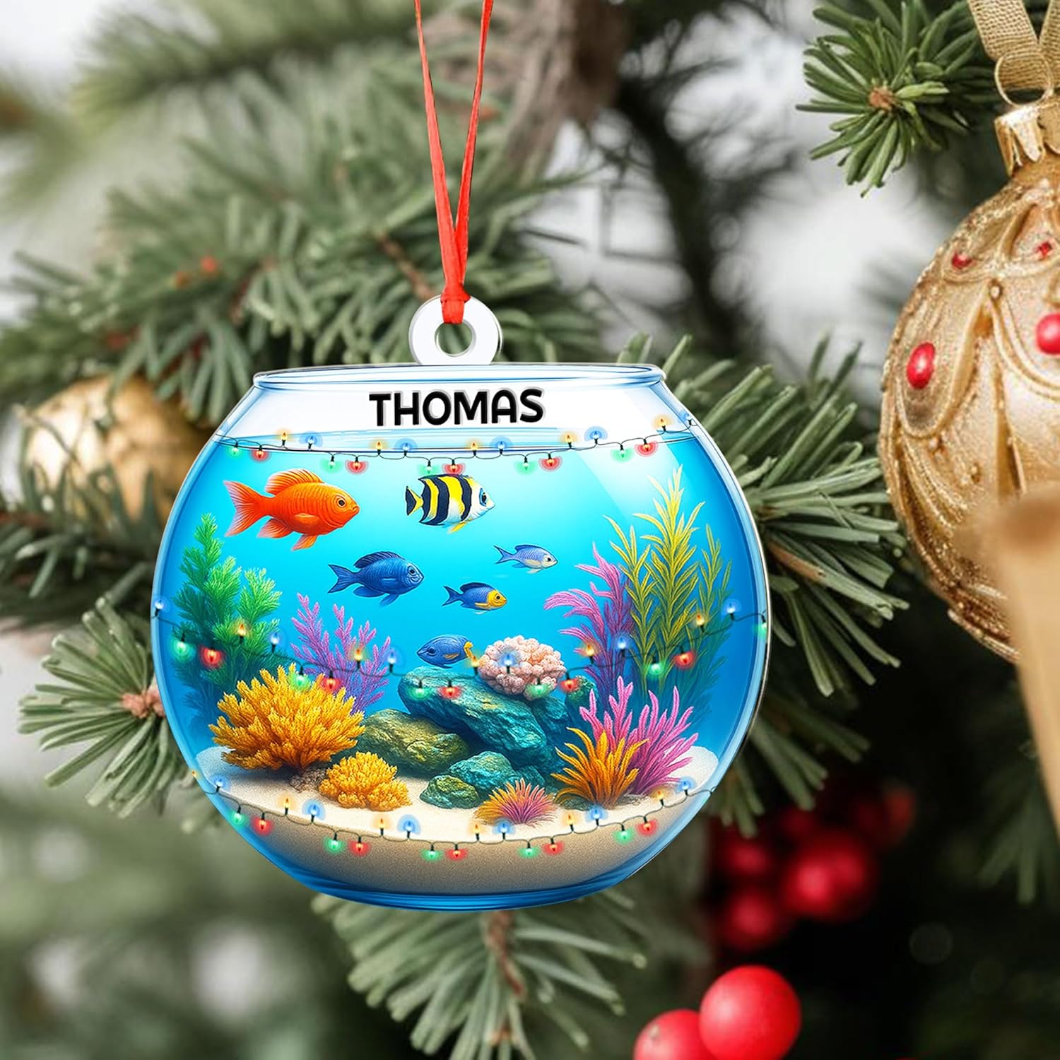 Personalized Aquarium Fish Tank Ornament, Fishes Christmas Ornament, Underwater Aquarium Ornament, Aquarium Decorations for Fish Tank, Gift for Ocean Lovers, Scuba Divers (FT10)