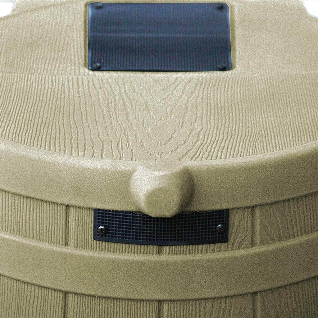 Good Ideas Rain Wizard 50 Gallon Plastic Rain Barrel Water Collector with Brass Spigot, Khaki (2 Pack)