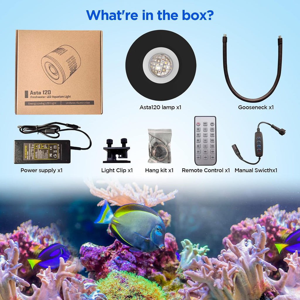 Full Spectrum Aquarium Light, Adjustable Saltwater Fish Tank Light for Reef, Coral, Nano Aquarium Tank Supports 4 Channels WiFi and Remote Controller (Reef s-120)