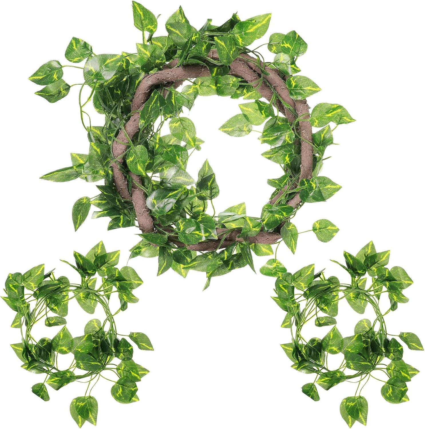 4 Pcs Reptile Vines, Flexible Bendable Jungle Climbing Vine Terrarium, Fake Plants for Reptiles, Artificial Leaves Terrarium Tank Pet Habitat Decor for Bearded Dragons, Lizard, Snake, Gecko