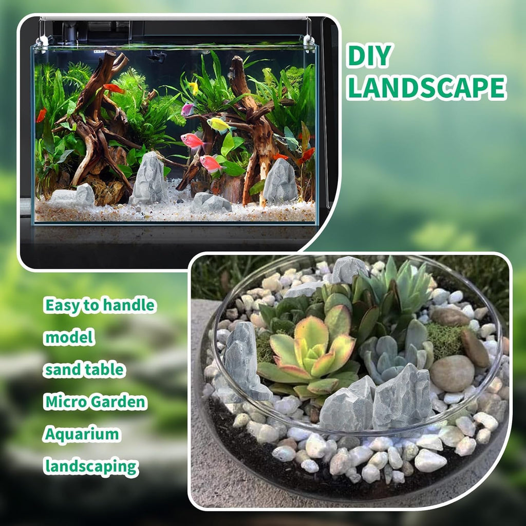 Warmtree 10 Pcs Diorama Rocks Fake Rock Miniature Stone Rock Statue for Diorama Supplies Micro Train Landscape Railway Sand Table Miniature Models Fairy Garden Accessories (Grey)