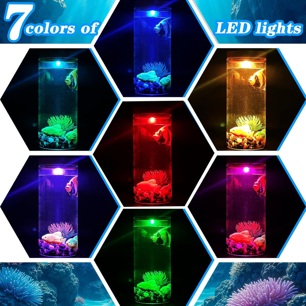 Aquarium Water Lamp, Fish Tank Style Decorative Lamp with Artificial Fish & Plants, LED Ambient Light for Home, Office, Bedroom, Relaxation & Unique Gifts