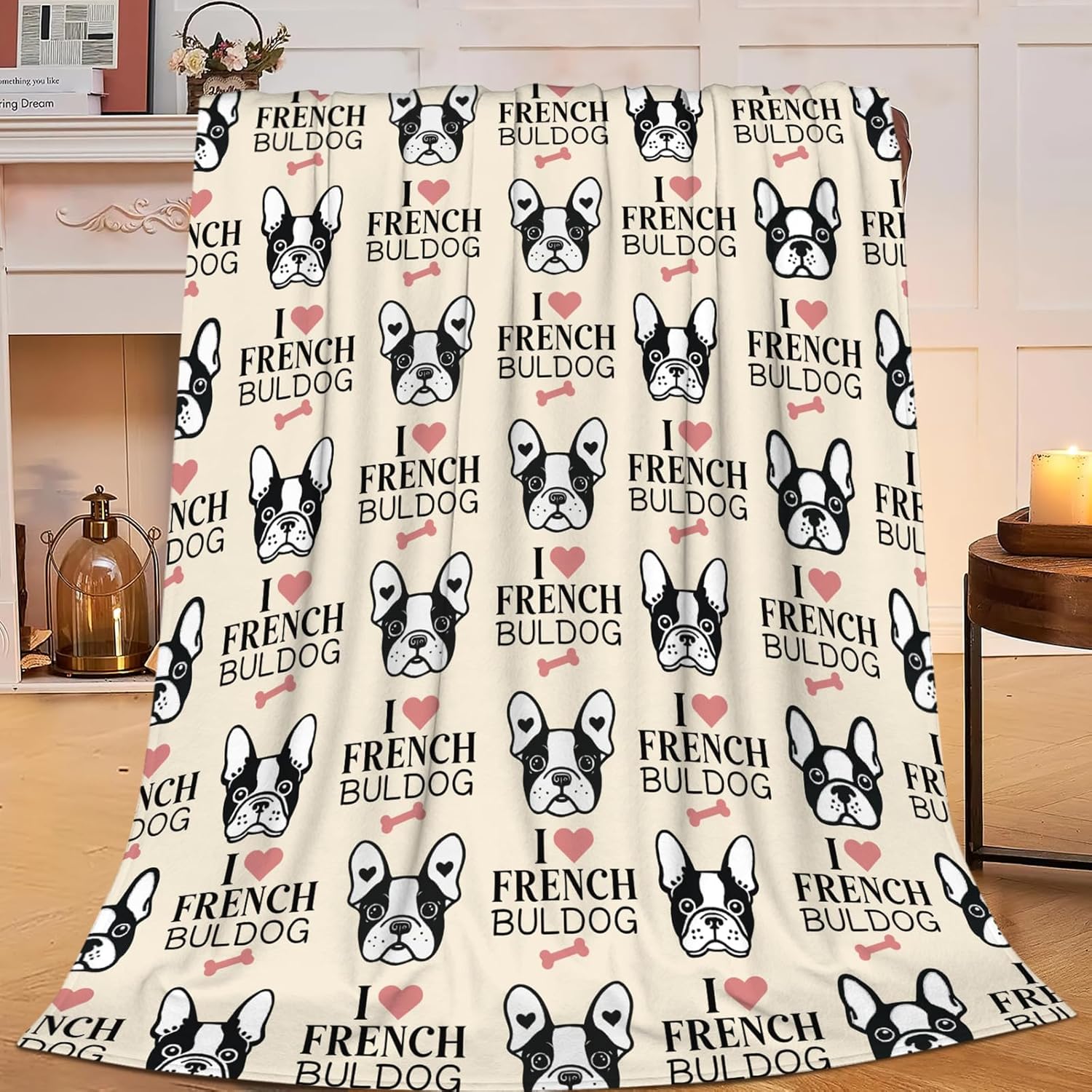 Boston Terrier Throw Blanket French Bulldog Frenchie Puppy Stuff Gifts for Dog Lover Kids Girls Boys Adults Women Men Soft Cozy Warm Plush Fluffy Fuzzy Fleece Blanket Decor 60''X80''