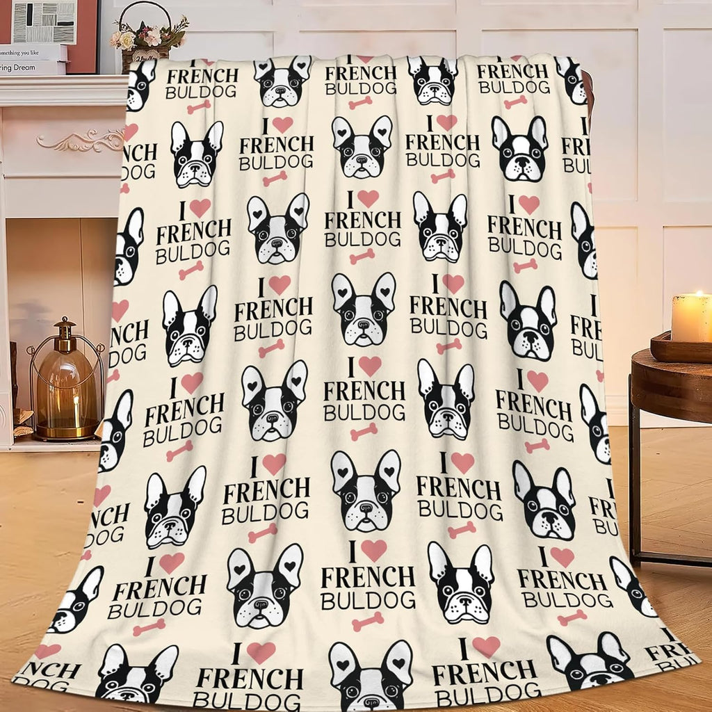 Boston Terrier Throw Blanket French Bulldog Frenchie Puppy Stuff Gifts for Dog Lover Kids Girls Boys Adults Women Men Soft Cozy Warm Plush Fluffy Fuzzy Fleece Blanket Decor 40''X50''