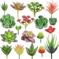 FOIMAS 18pcs Mini Artificial Succulent Plant,Flocked Faux Succulent for Floral Wall Garden Arrangement Home Office Decor,Unpotted