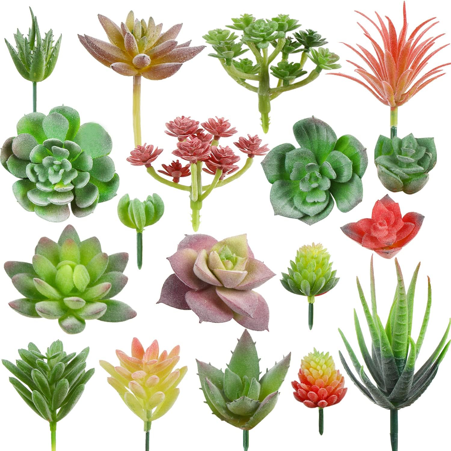 FOIMAS 18pcs Mini Artificial Succulent Plant,Flocked Faux Succulent for Floral Wall Garden Arrangement Home Office Decor,Unpotted