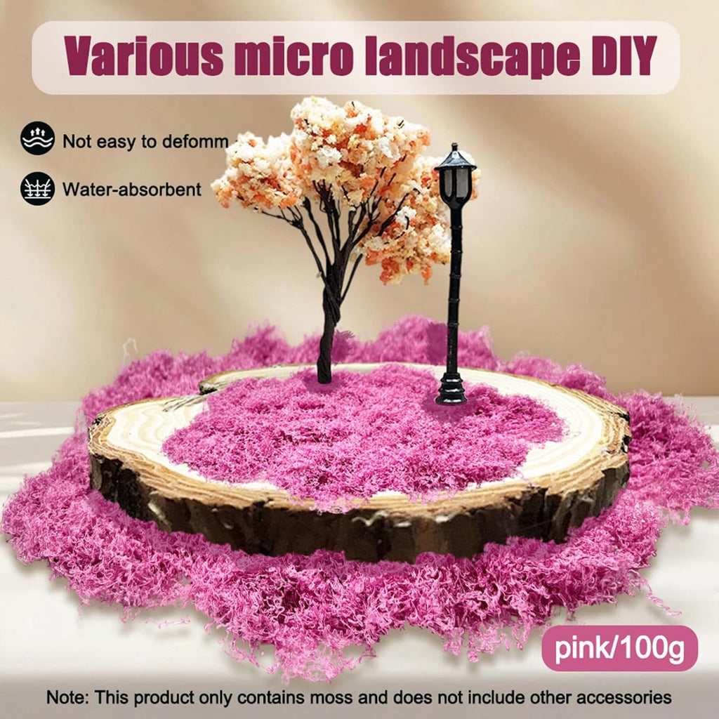 Artificial Faux Moss, Fake Moss for Crafts Preserved, Artificial Moss for Crafts, Artificial Moss for DIY Scenery, Fake Moss Decor Decorative Table, Fairy Garden, Floral Wedding (Pink)