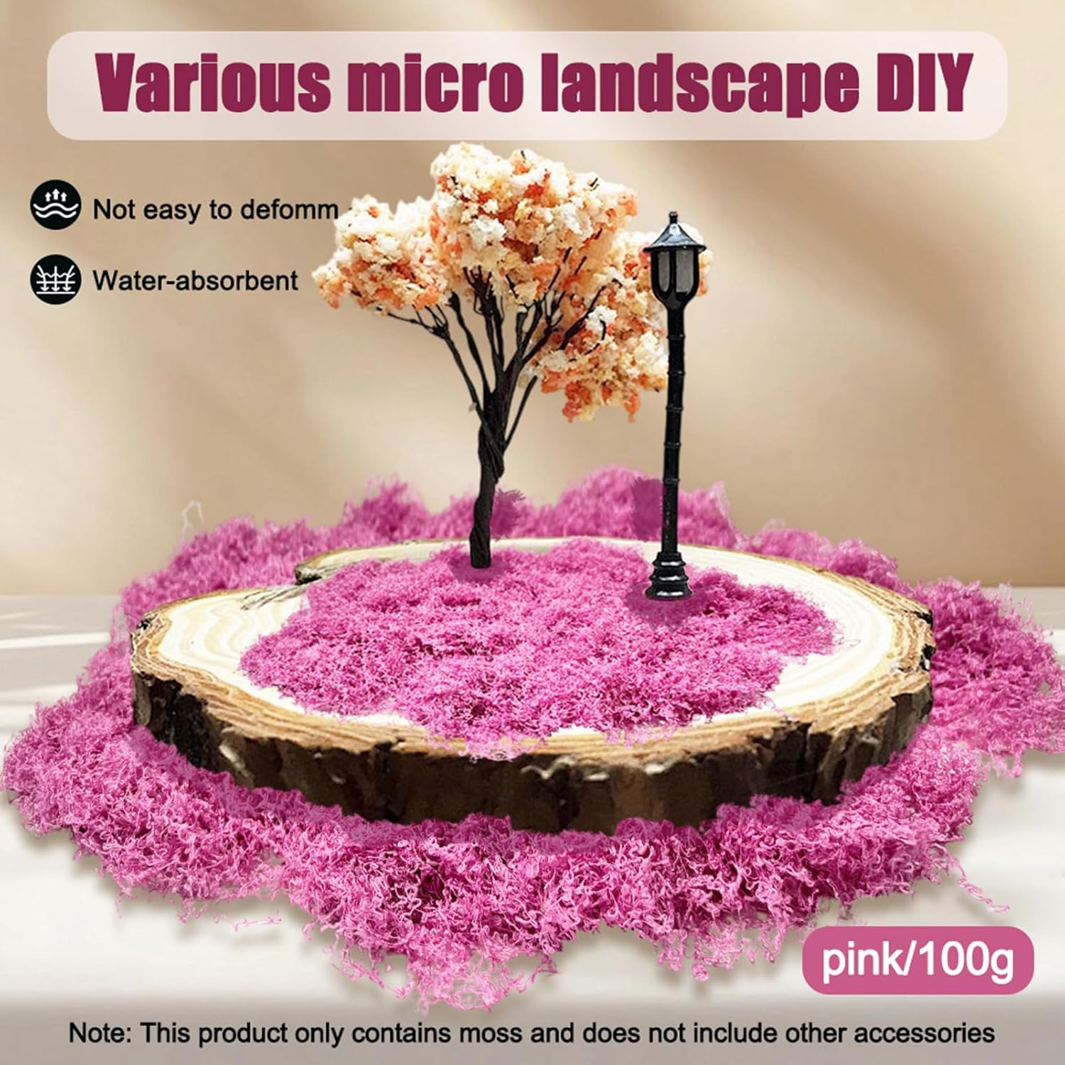 Artificial Faux Moss, Fake Moss for Crafts Preserved, Artificial Moss for Crafts, Artificial Moss for DIY Scenery, Fake Moss Decor Decorative Table, Fairy Garden, Floral Wedding (Pink)