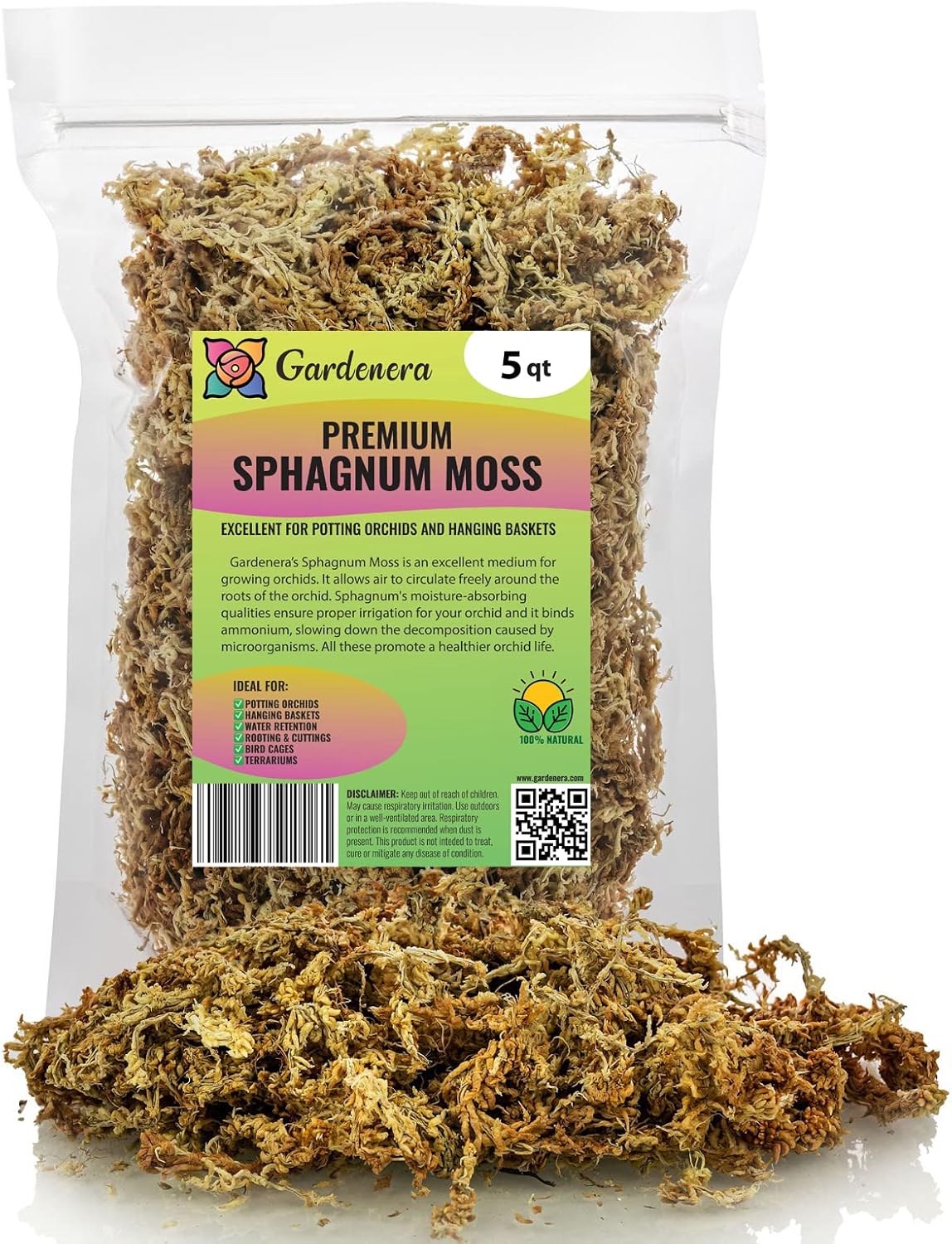 Gardenera Premium New Zealand Sphagnum Moss - Organic Hand Mixed Long Fibered Sphagnum Moss Orchid - 5 Quart
