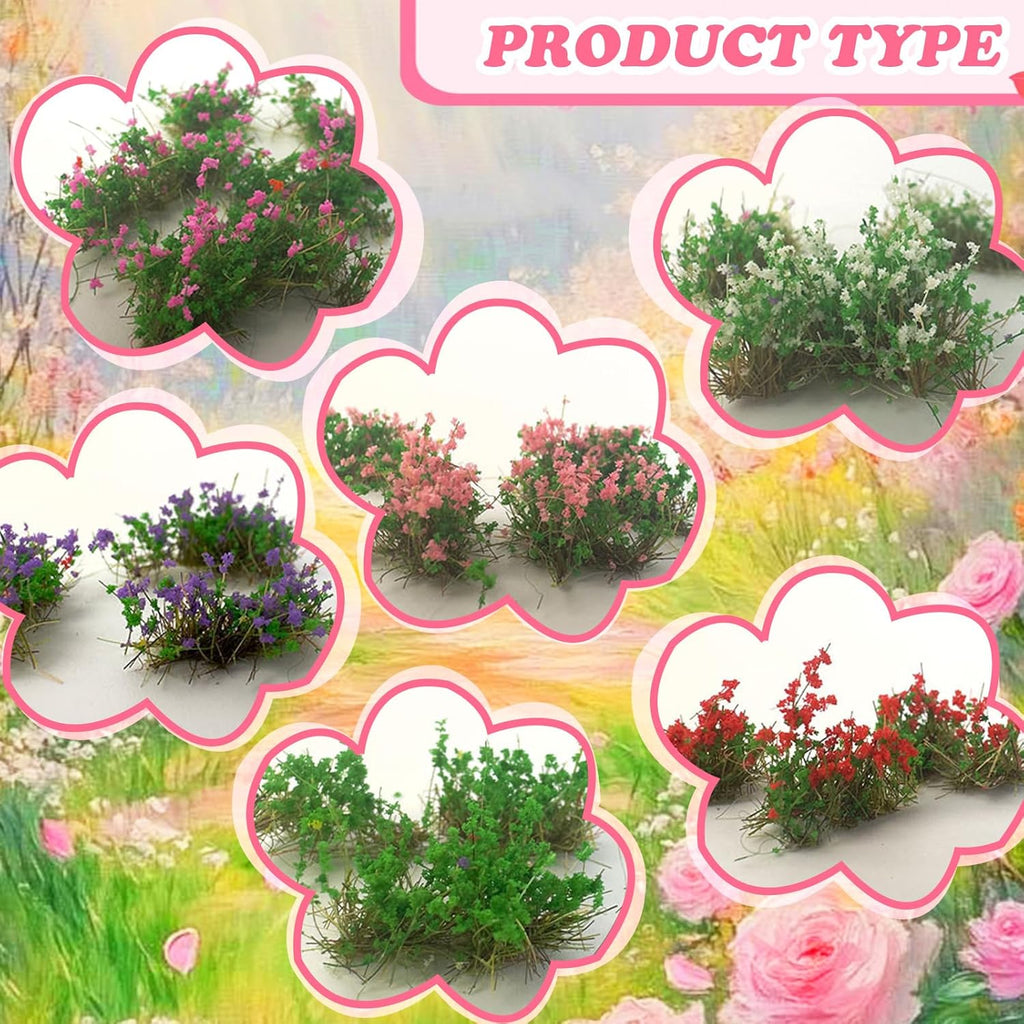 Warmtree Hand Torn Model Grass Tufts Flower Cluster for Miniature Scenery Applicable for N & HO Scale for Train Layouts,Diorama Supplies,and Architectural Models (Rose red)