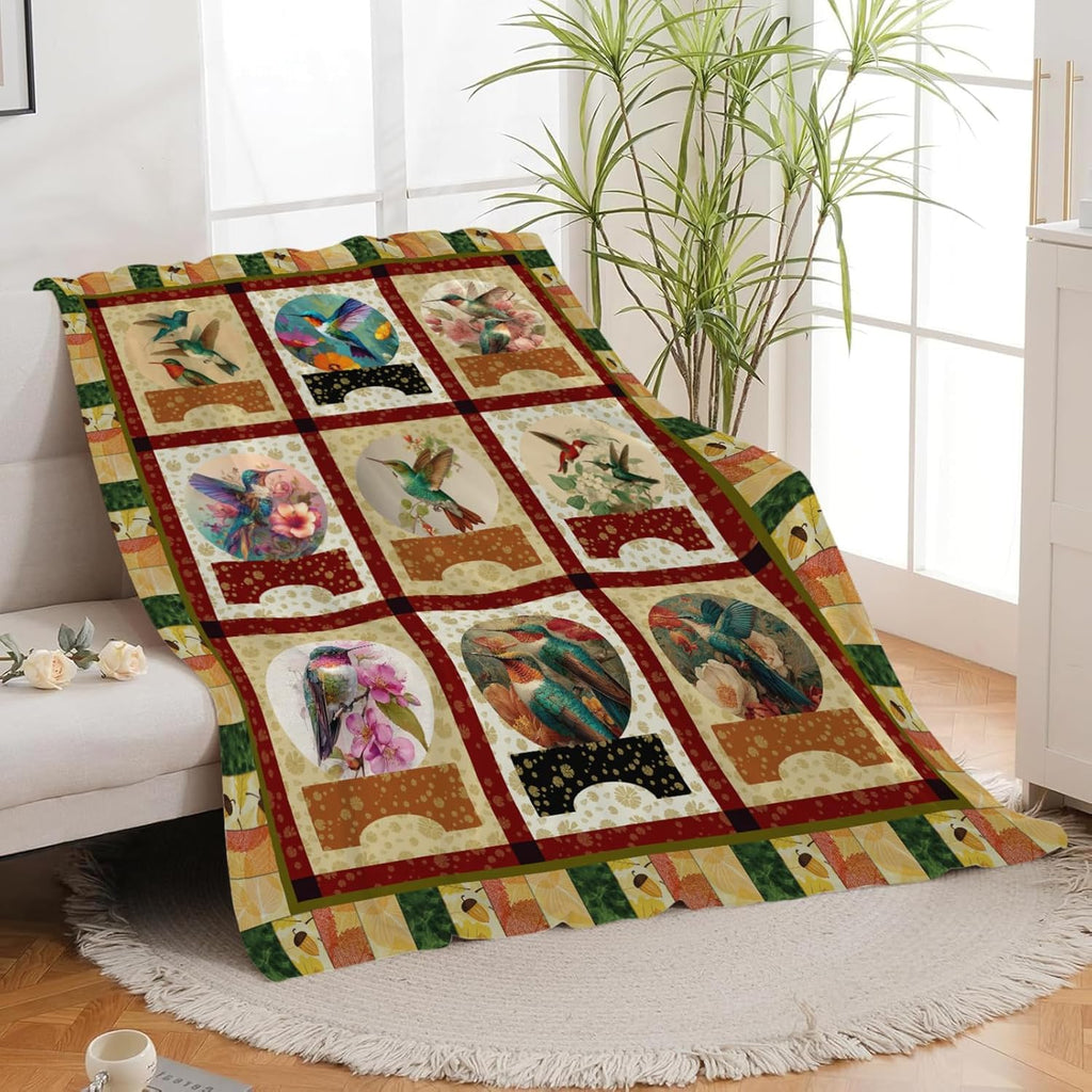 Hummingbird Throw Blanket Hummingbird Bird Stuff Gifts for Kids Girls Boys Adults Women Men Soft Cozy Warm Plush Fluffy Fuzzy Fleece Blanket Decor 40''X50''