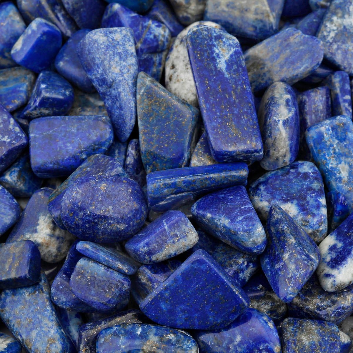SUNYIK Lapis Lazuli Tumbled Chips Stone Crushed Pieces Irregular Shaped Stones 0.3-0.5 inch 1pound(about 460 gram)