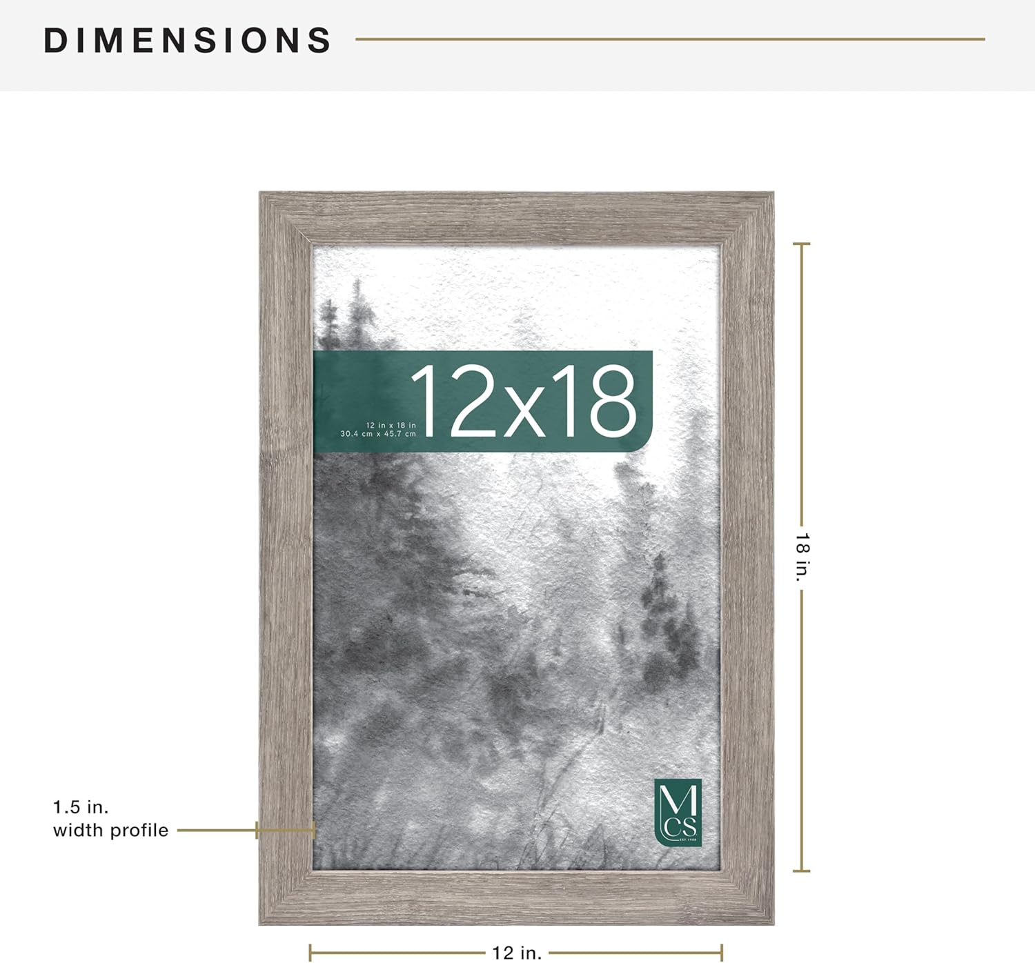 MCS Museum Poster Frame 12x18 Barnwood, Vertical & Horizontal Wall Hanging Large Picture Frame for Photos, Posters & Art Prints (1-Pack)